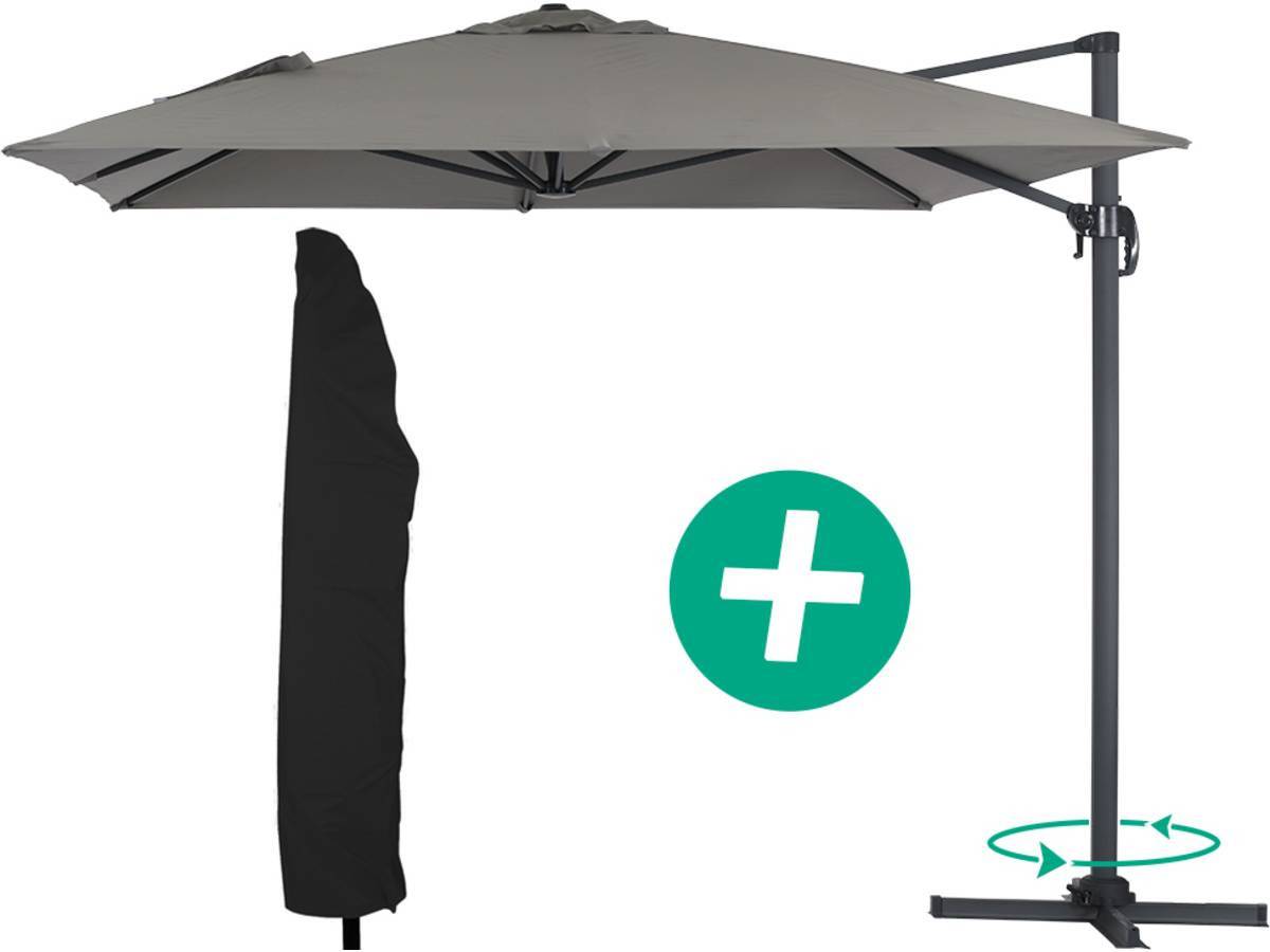 Parasol Jardin Déporté Alu "sun 4" - Rectangle - 3 X 4 M + Housse De Protection - Gris -habitat Et Jardin - Image 1