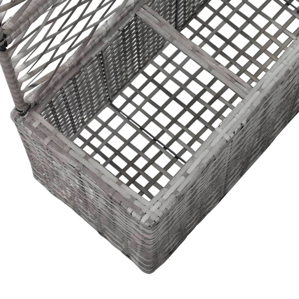 Vidaxl - Lit surélevé en treillis 3 pots 83x30x130cm Résine tressée Gris vidaXL 46935 - Image 5