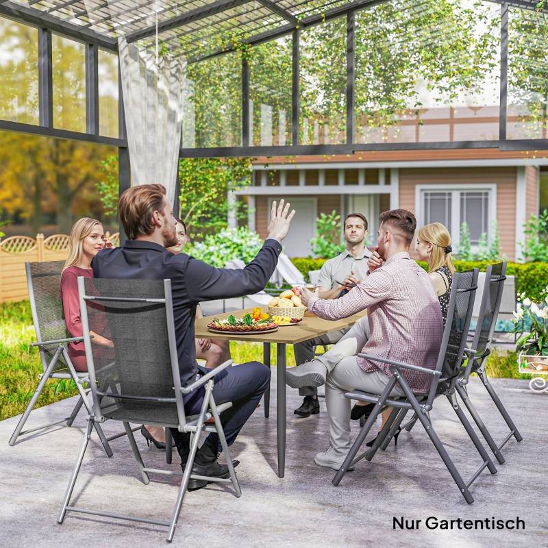 ComfortXL - Table de jardin acier résistant intempéries terrasse avec trou parasol 150x90cm marron - ComfortXL Outdoor Living - Image 8