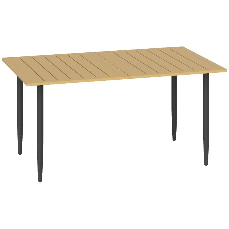 ComfortXL - Table de jardin acier résistant intempéries terrasse avec trou parasol 150x90cm marron - ComfortXL Outdoor Living