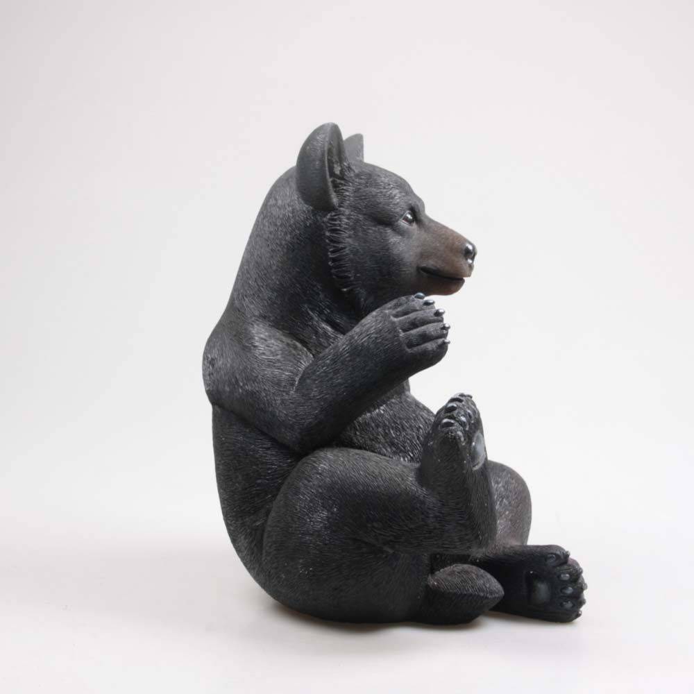 Farmwood Animals - Ours noir en résine 40 cm Assis - Image 4
