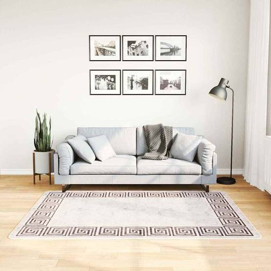 Tapis Cosy en Velours Lavable en Machine Antidérapant pour Chambre et Salon Beige Clair 120x180 cm – ComfortXL Outdoor Living - Image 1