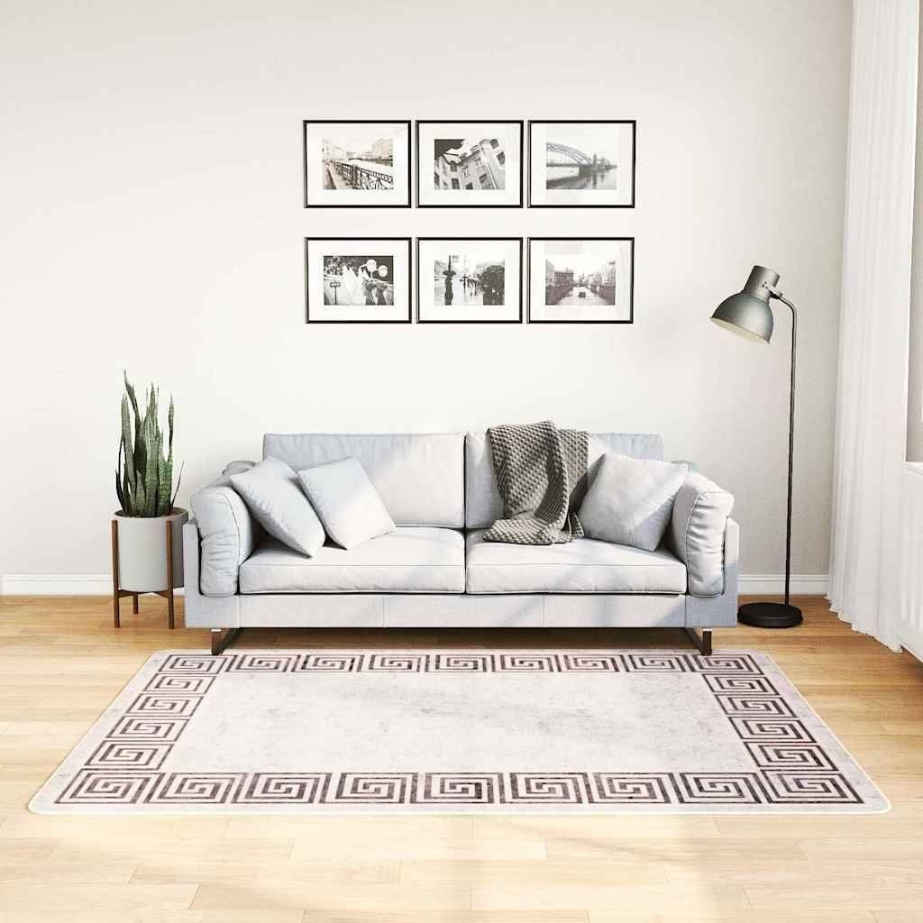 Tapis Cosy en Velours Lavable en Machine Antidérapant pour Chambre et Salon Beige Clair 120x180 cm – ComfortXL Outdoor Living - Image 1
