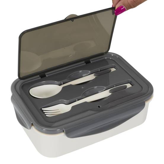 Cook Concept - Lunch Box Avec Couverts "Unicolore" 20cm Gris - Image 6