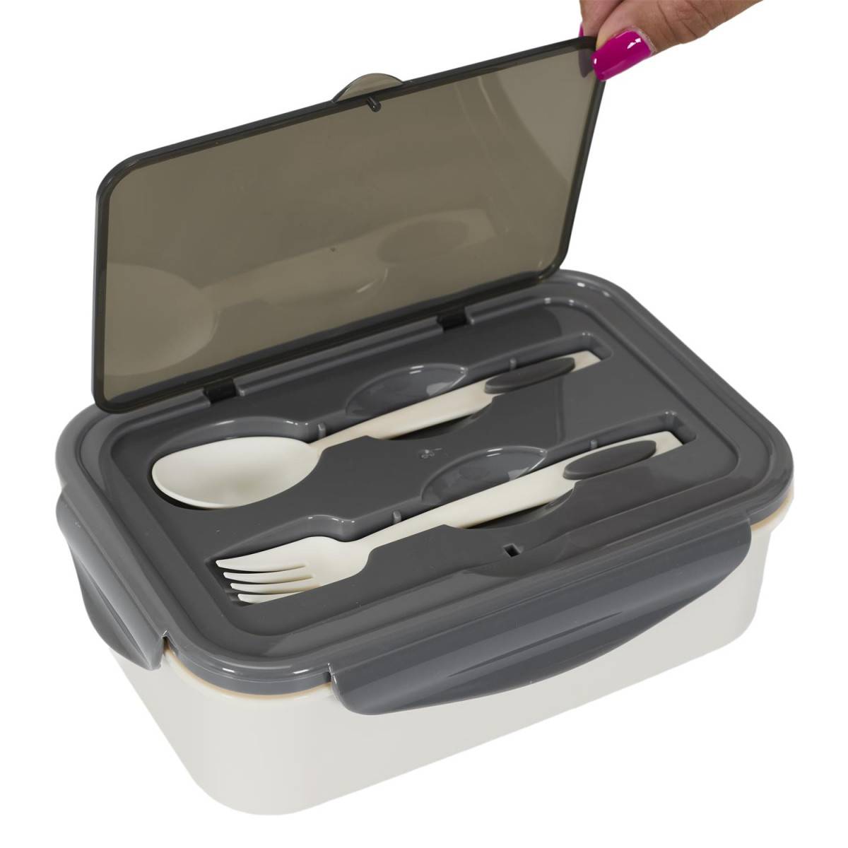 Cook Concept - Lunch Box Avec Couverts "Unicolore" 20cm Gris - Image 6