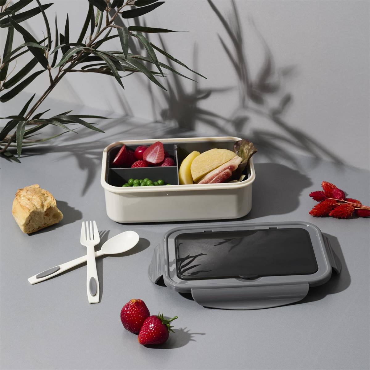Cook Concept - Lunch Box Avec Couverts "Unicolore" 20cm Gris - Image 8