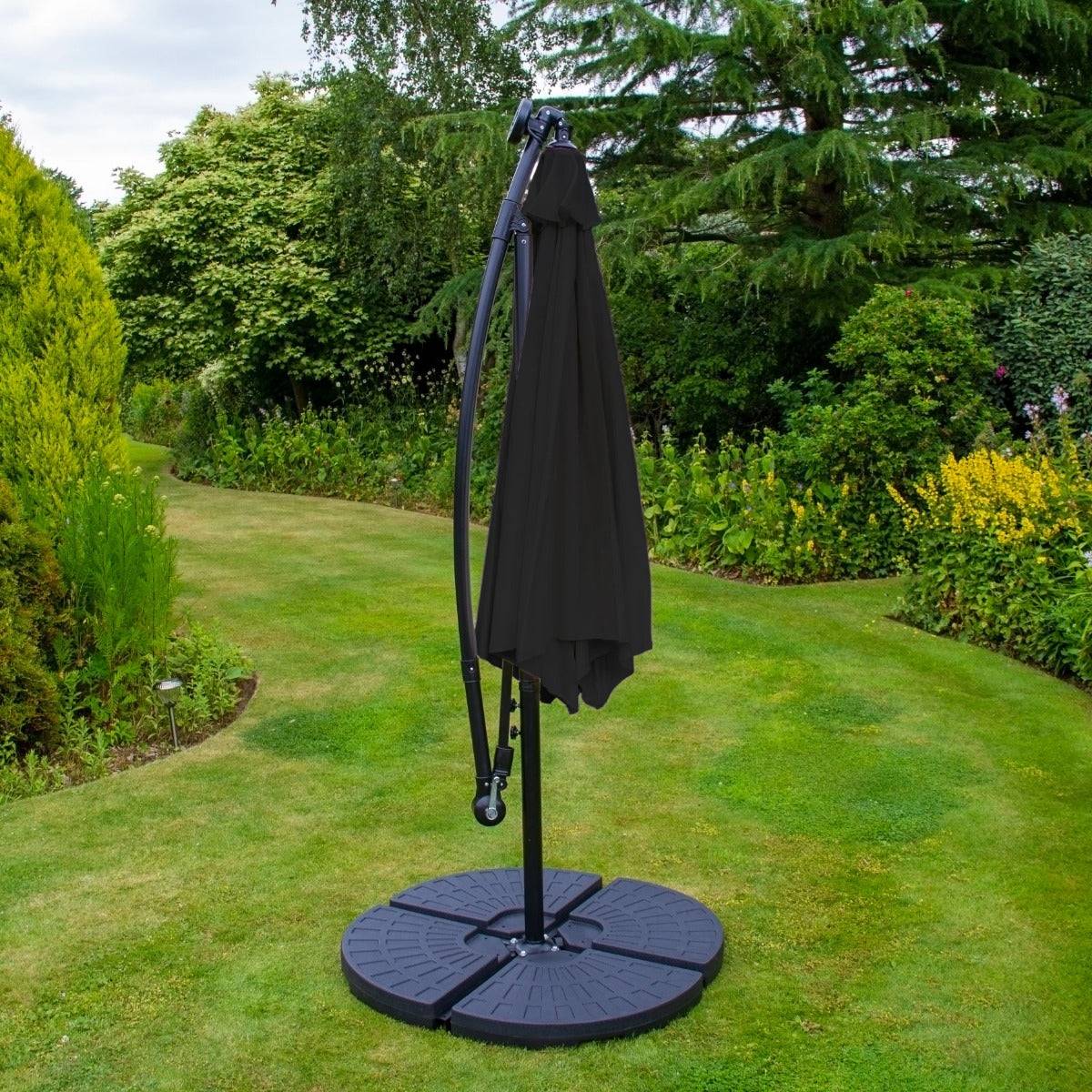 Monstershop - Parasol Noir 3m avec LED's Intégrés avec Base Ronde - Image 3