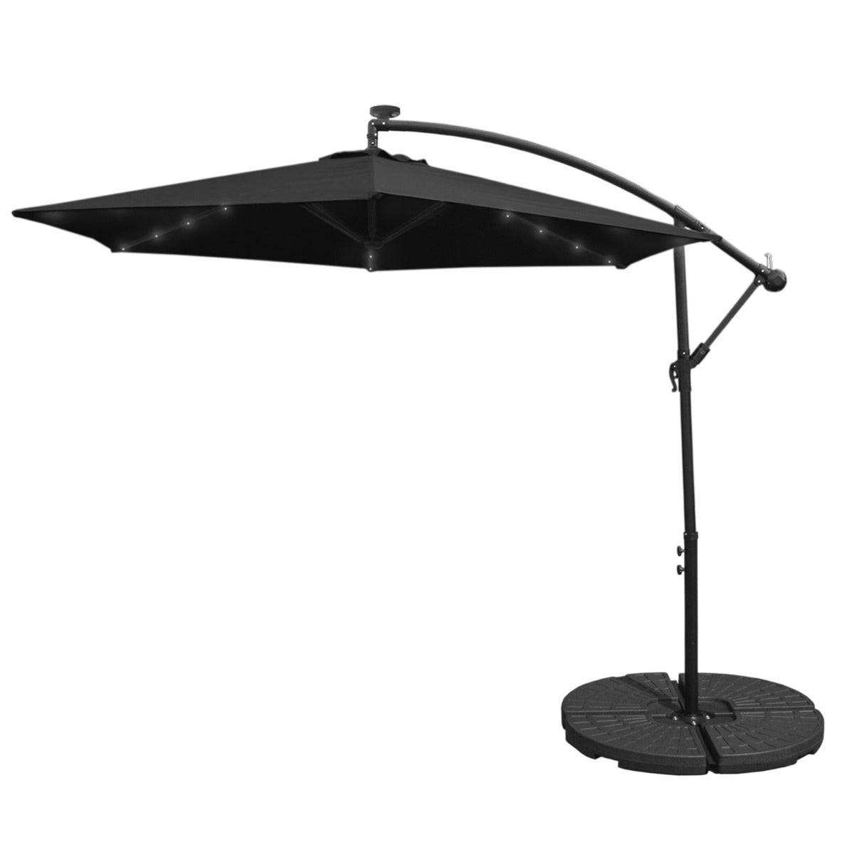Monstershop - Parasol Noir 3m avec LED's Intégrés avec Base Ronde - Image 1