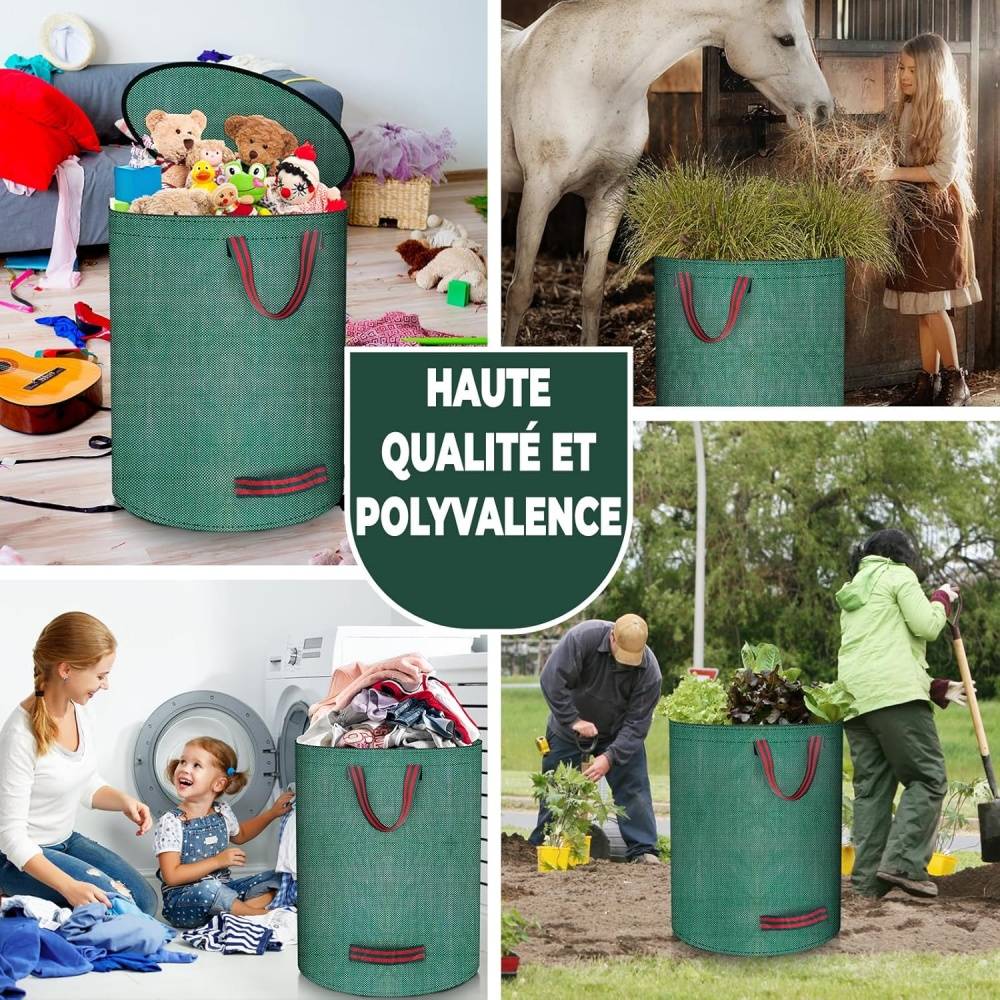 0 - Lot de 2 sacs déchets verts 500L - Imperméable et résistant - Poignées renforcées - Couvercle zip - Réutilisable - Image 5