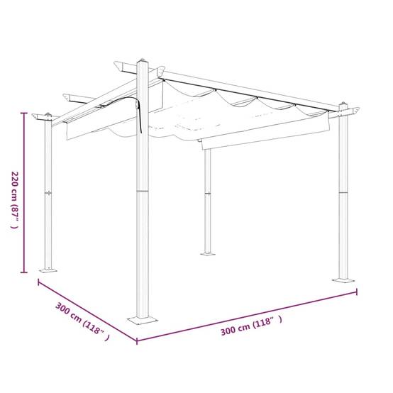 Pergola à Toit Rétractable Acier Abri de Terrasse Moderne pour Jardin Taupe 3x3 m – ComfortXL Outdoor Living - Image 10