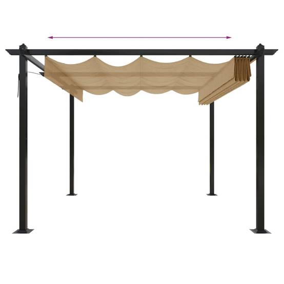 Pergola à Toit Rétractable Acier Abri de Terrasse Moderne pour Jardin Taupe 3x3 m – ComfortXL Outdoor Living - Image 6