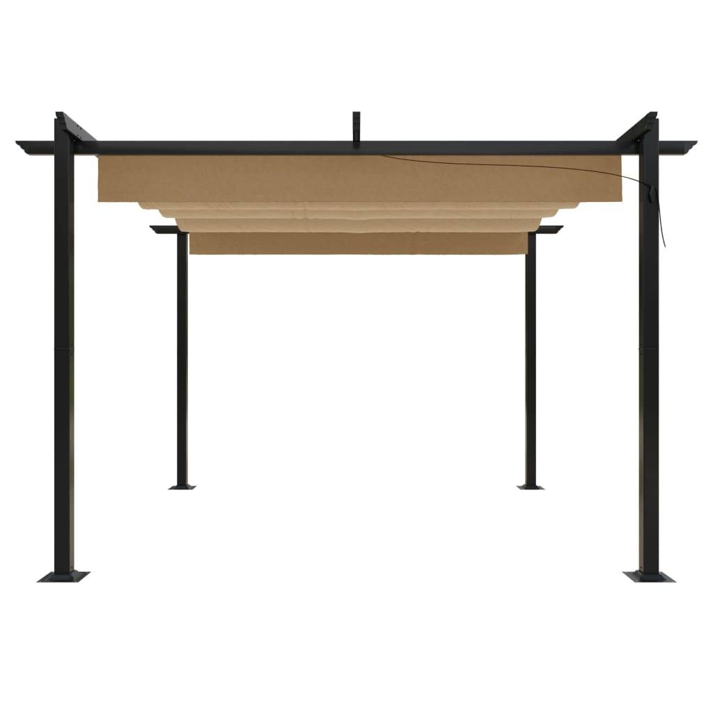 Pergola à Toit Rétractable Acier Abri de Terrasse Moderne pour Jardin Taupe 3x3 m – ComfortXL Outdoor Living - Image 4