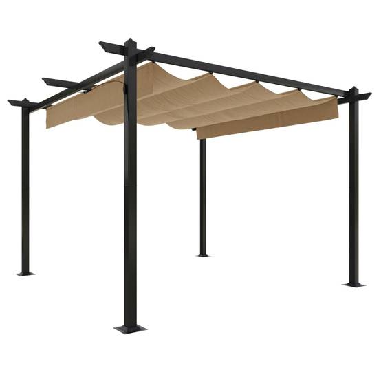 Pergola à Toit Rétractable Acier Abri de Terrasse Moderne pour Jardin Taupe 3x3 m – ComfortXL Outdoor Living - Image 2