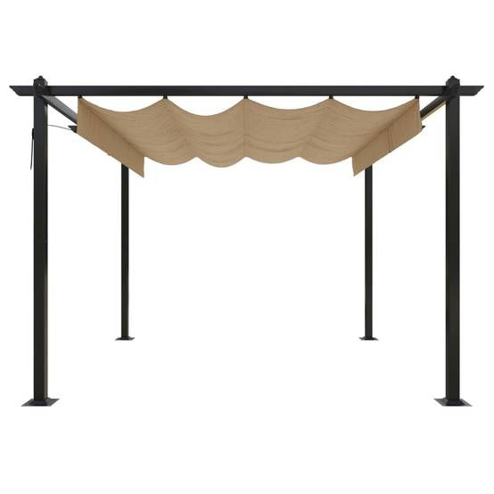 Pergola à Toit Rétractable Acier Abri de Terrasse Moderne pour Jardin Taupe 3x3 m – ComfortXL Outdoor Living - Image 3
