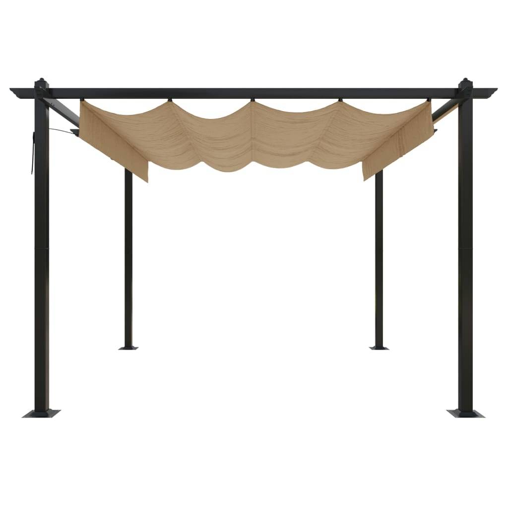 Pergola à Toit Rétractable Acier Abri de Terrasse Moderne pour Jardin Taupe 3x3 m – ComfortXL Outdoor Living - Image 3