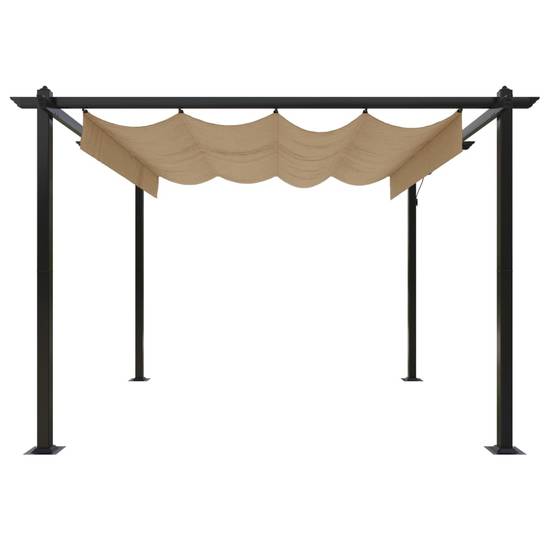 Pergola à Toit Rétractable Acier Abri de Terrasse Moderne pour Jardin Taupe 3x3 m – ComfortXL Outdoor Living - Image 5