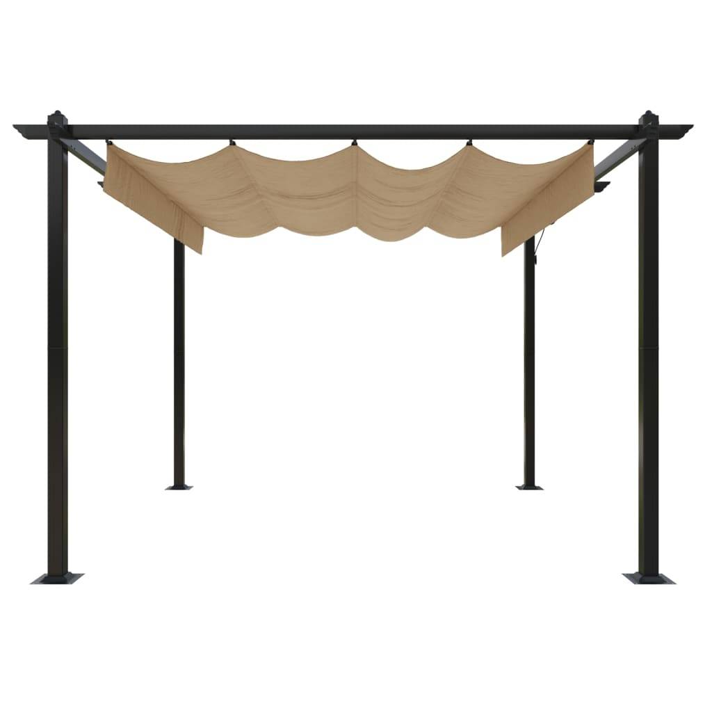 Pergola à Toit Rétractable Acier Abri de Terrasse Moderne pour Jardin Taupe 3x3 m – ComfortXL Outdoor Living - Image 5