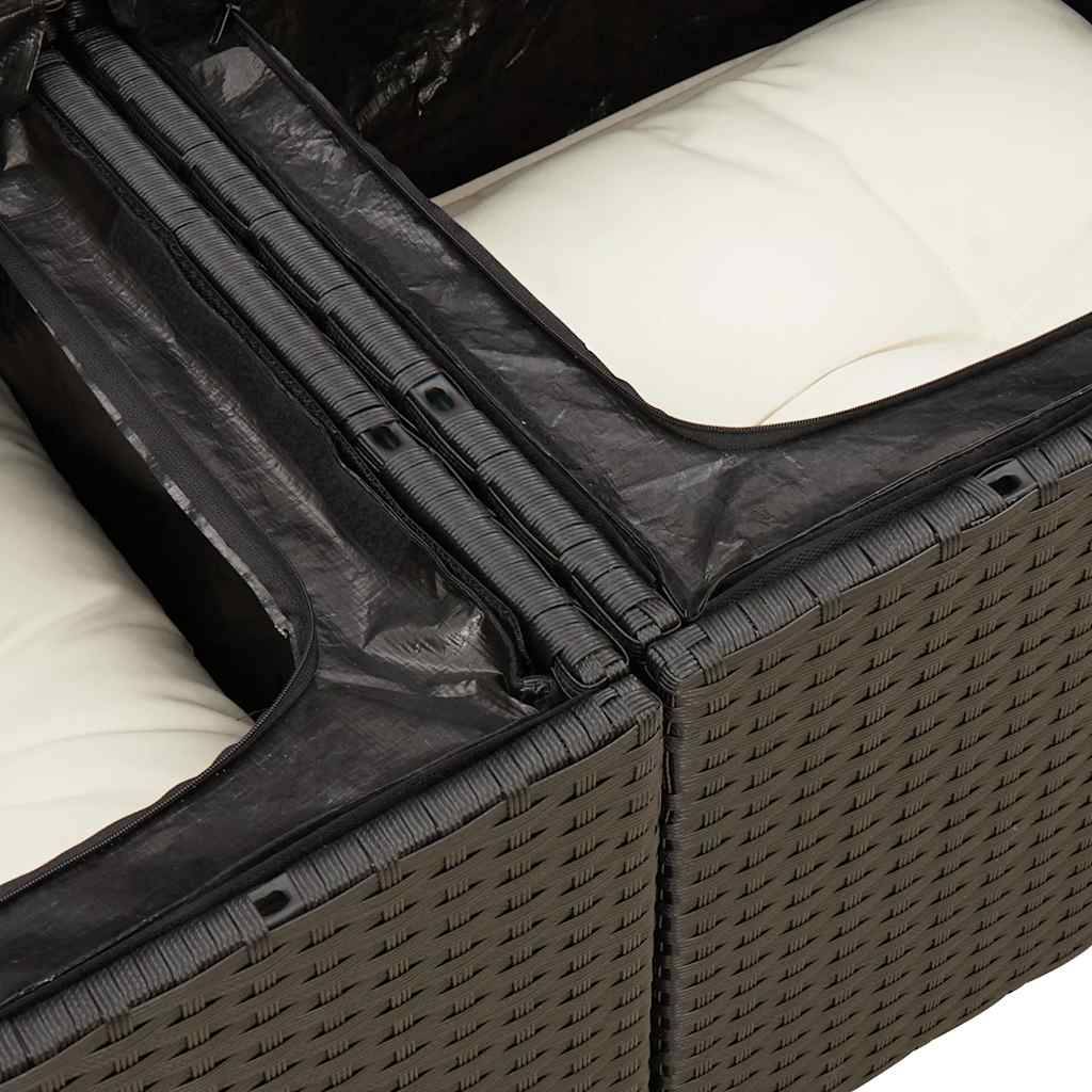 ComfortXL - Salon de Jardin Confort Poly Rotin et Bois avec Rangement Pouf et Table Basse Extérieur Noir 5 Places – ComfortXL Outdoor Living - Image 5