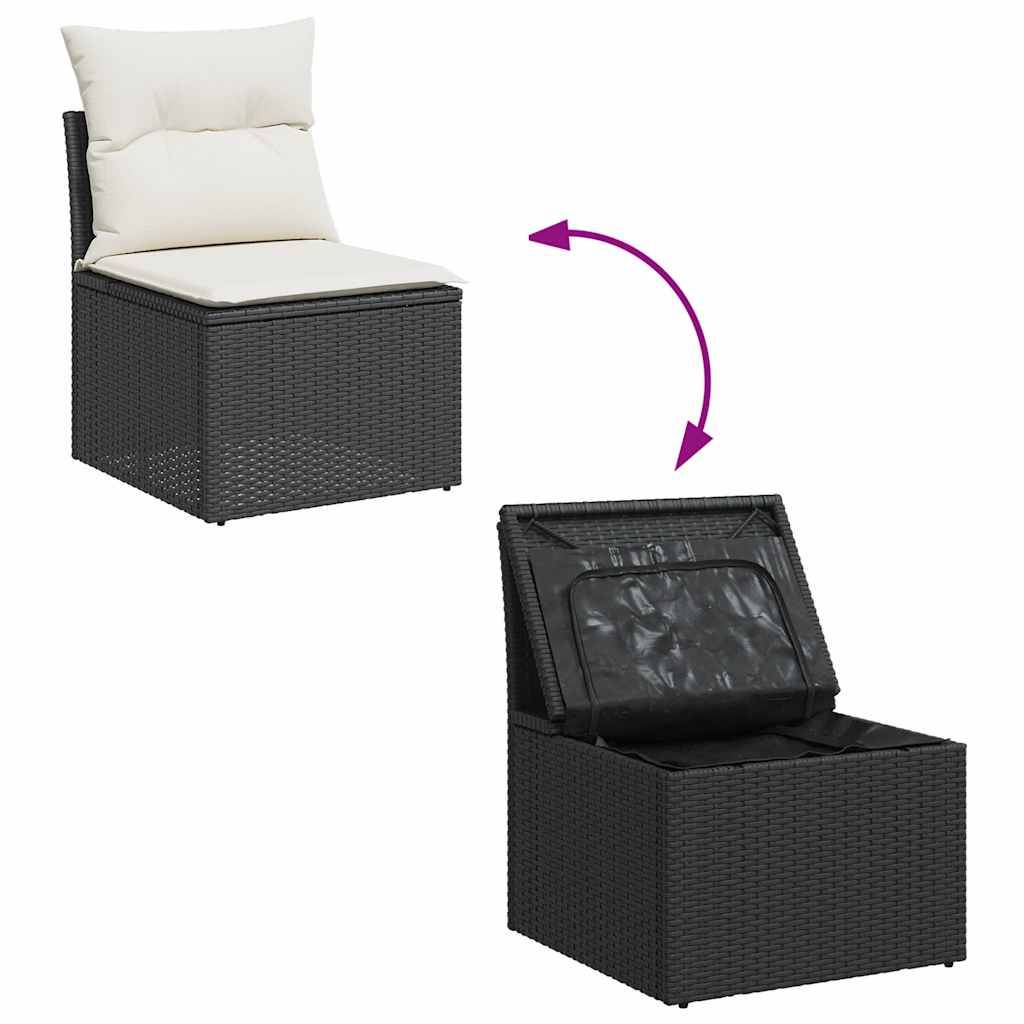 ComfortXL - Salon de Jardin Confort Poly Rotin et Bois avec Rangement Pouf et Table Basse Extérieur Noir 5 Places – ComfortXL Outdoor Living - Image 8