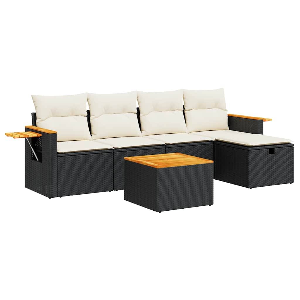 ComfortXL - Salon de Jardin Confort Poly Rotin et Bois avec Rangement Pouf et Table Basse Extérieur Noir 5 Places – ComfortXL Outdoor Living - Image 2