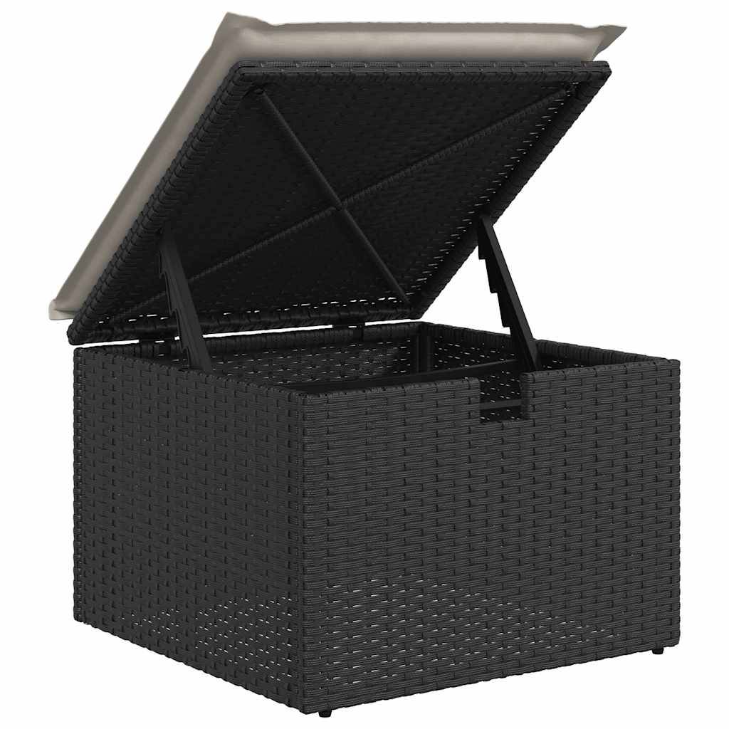 ComfortXL - Salon de Jardin Confort Poly Rotin et Bois avec Rangement Pouf et Table Basse Extérieur Noir 5 Places – ComfortXL Outdoor Living - Image 9