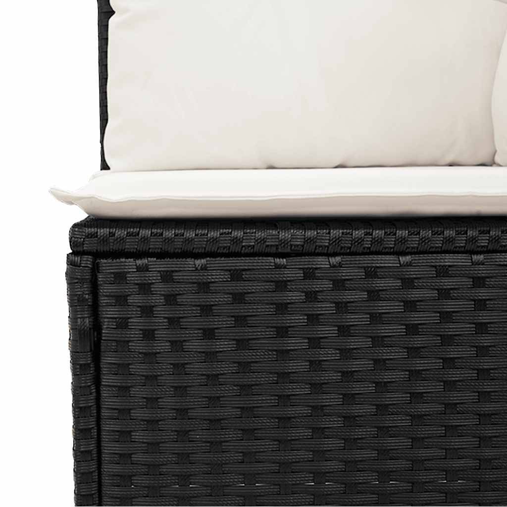 ComfortXL - Salon de Jardin Confort Poly Rotin et Bois avec Rangement Pouf et Table Basse Extérieur Noir 5 Places – ComfortXL Outdoor Living - Image 3
