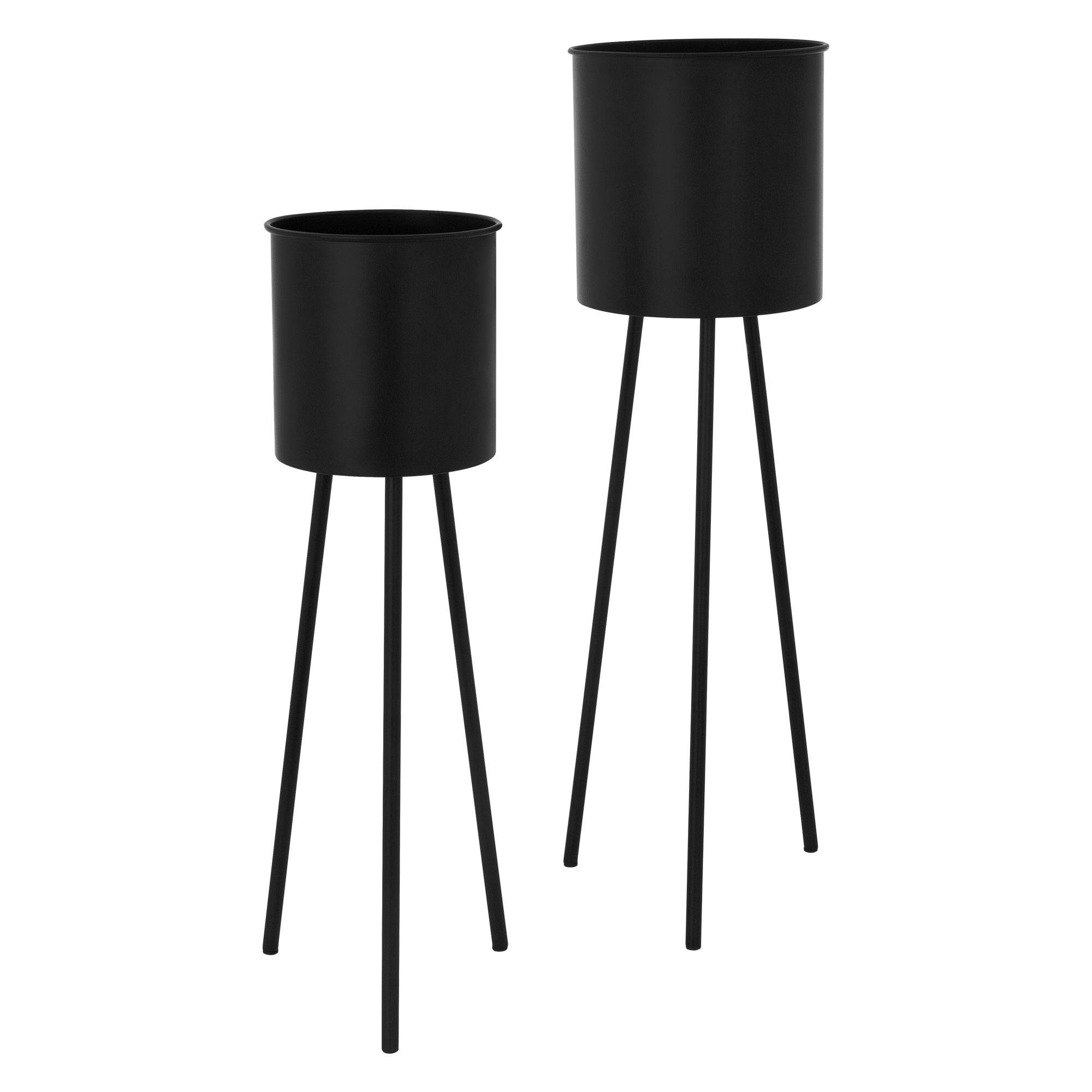 Ml-Design - 2x Support de plantes en acier noir h: 66 et 79 cm pot de fleurs haute décoratif - Image 1