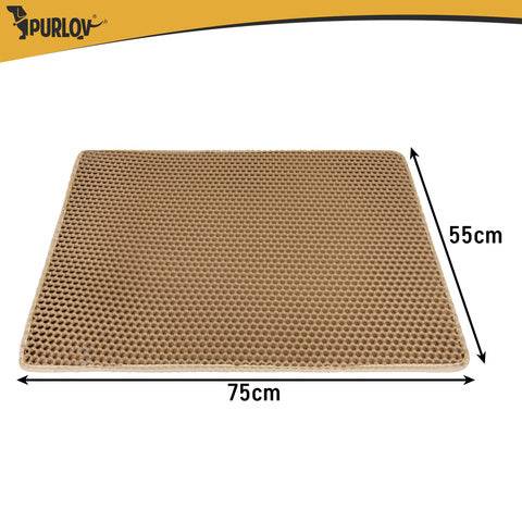 Tapis pour bac à litière Purlov 75 x 55 cm beige double couche en mousse EVA alvéolée - Image 2