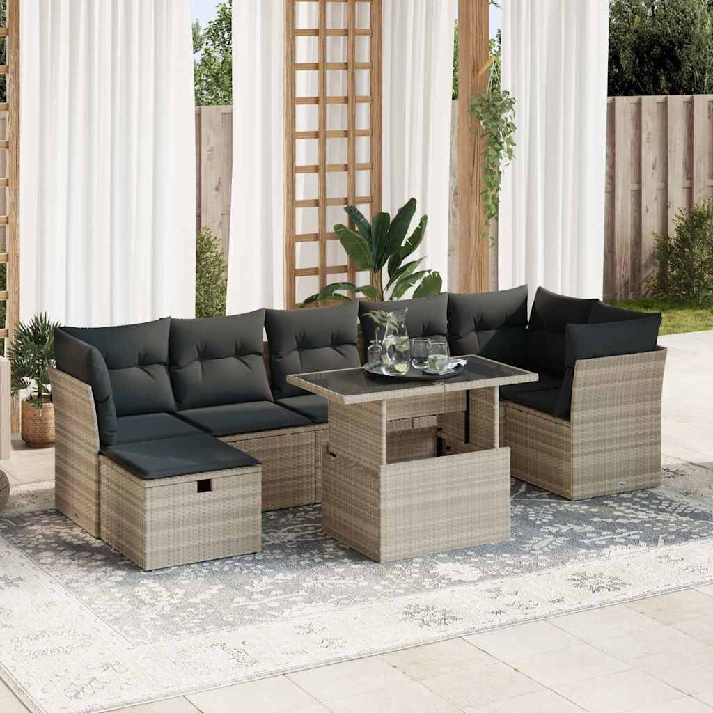 ComfortXL - Salon de jardin 8 places modulable résine tressée avec rangement et table Gris Clair – ComfortXL Outdoor Living - Image 1