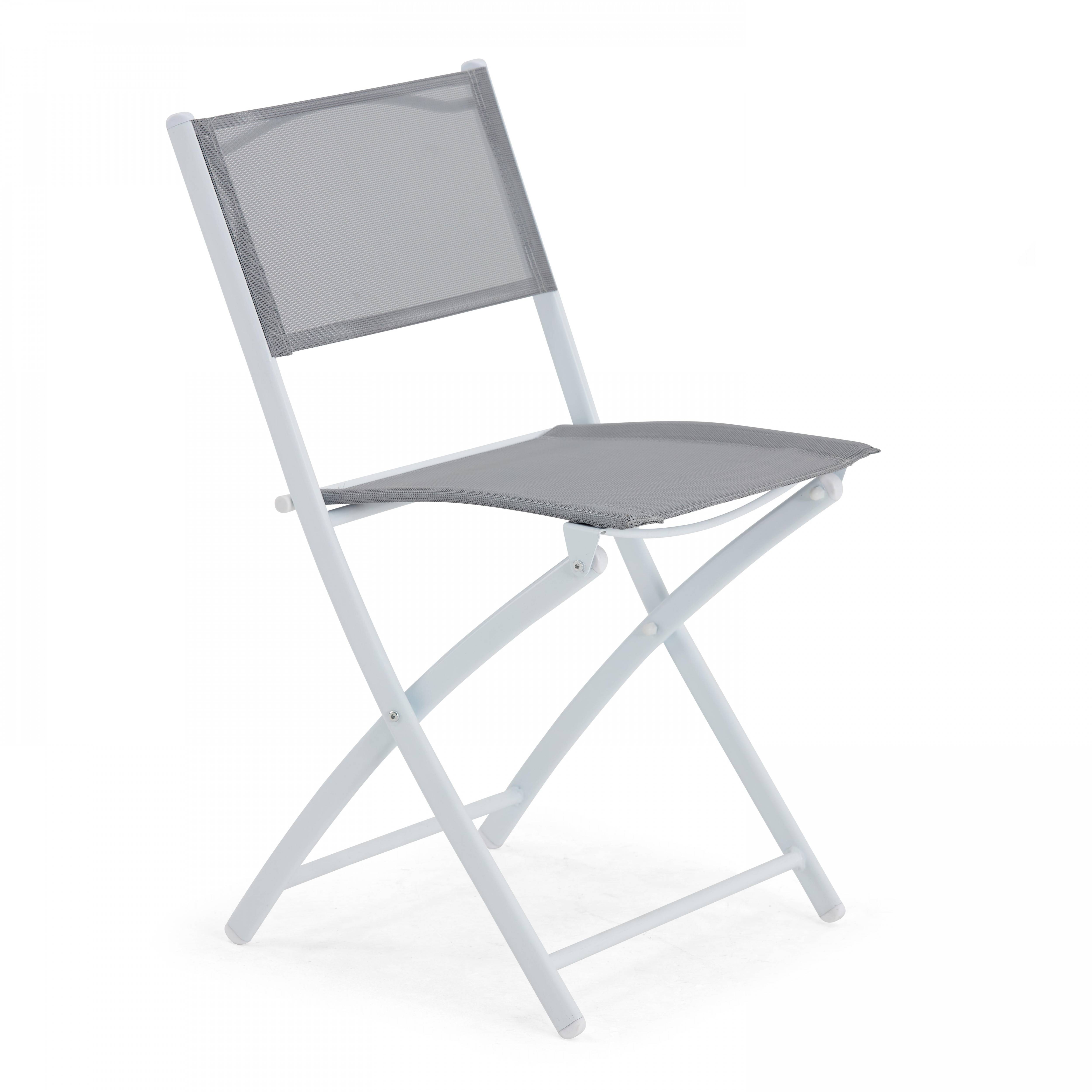 Oviala - Table de jardin et 4 chaises pliantes en acier et verre gris - Oviala - Image 4
