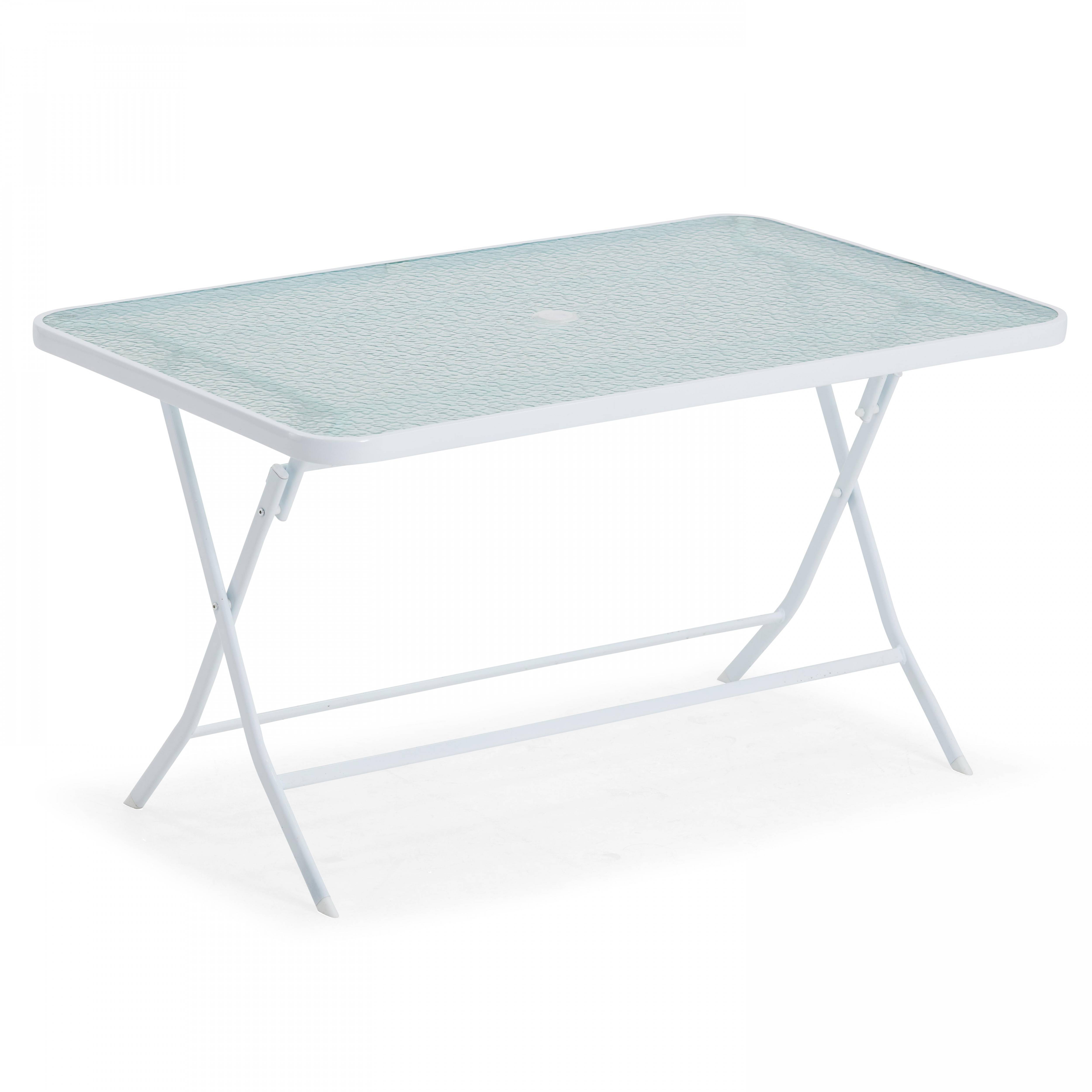 Oviala - Table de jardin et 4 chaises pliantes en acier et verre gris - Oviala - Image 2
