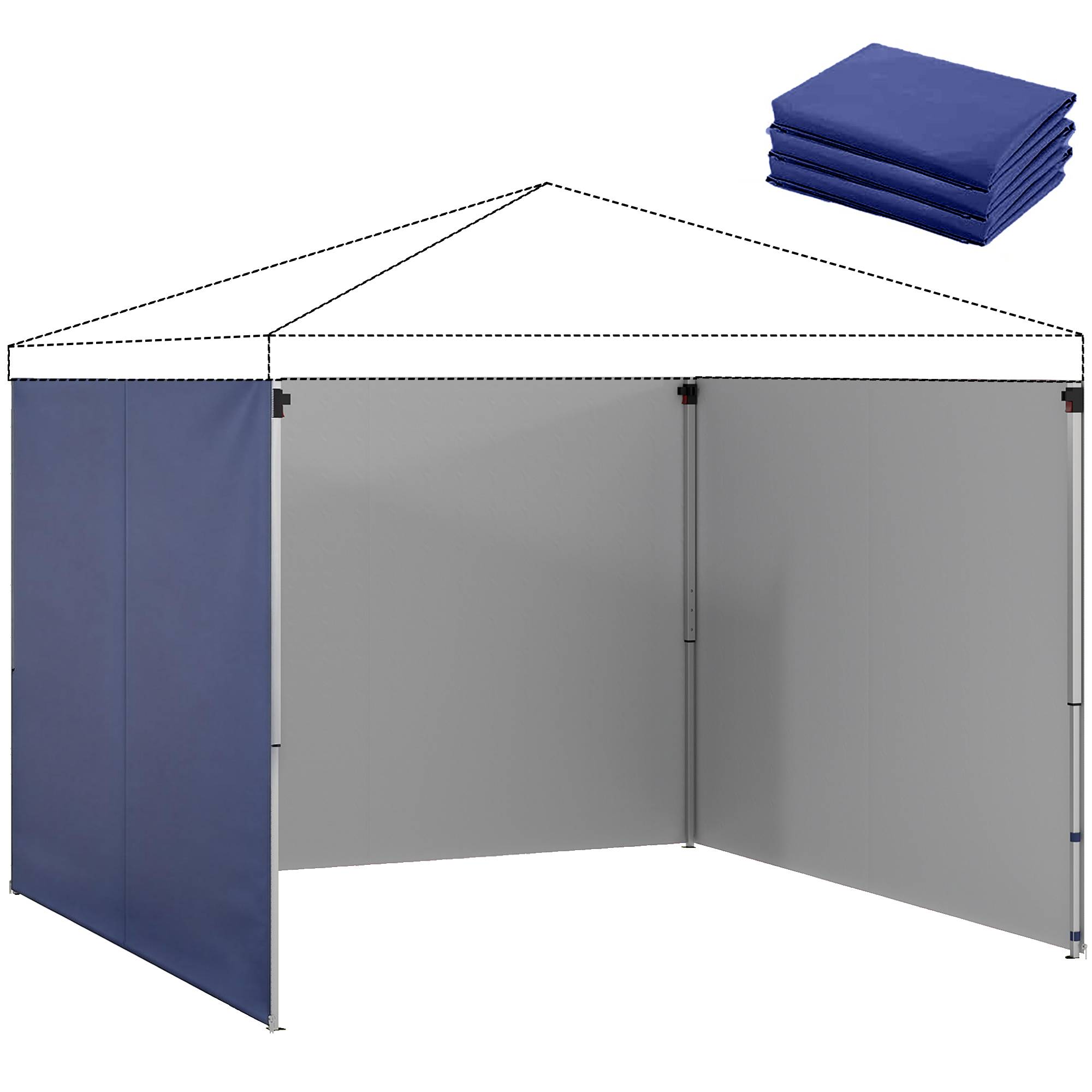 Lot 3 parois fermeture éclair pour pavillon 3x3 m bleu foncé - Image 1
