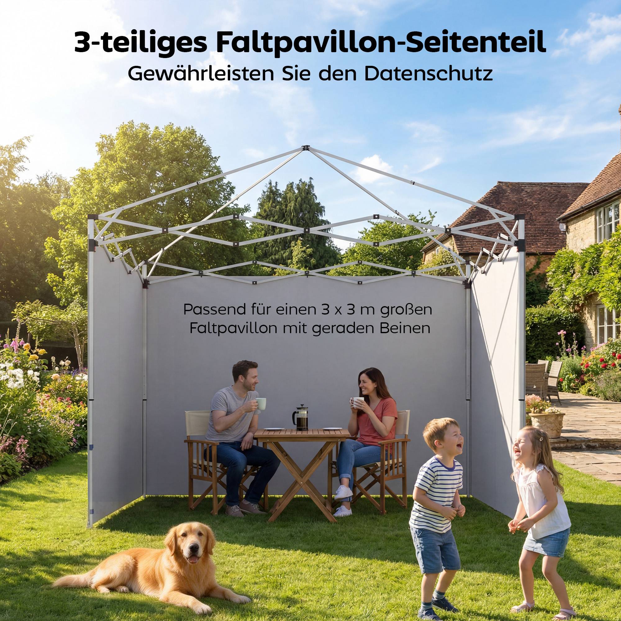 Lot 3 parois fermeture éclair pour pavillon 3x3 m bleu foncé - Image 6