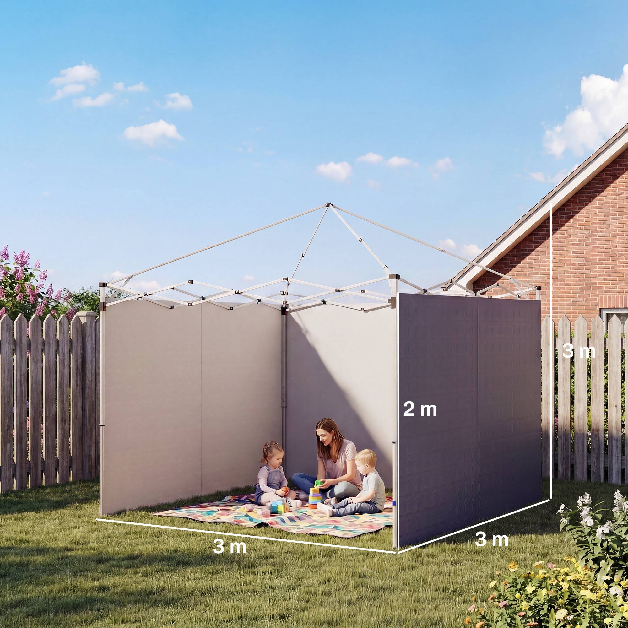 Lot 3 parois fermeture éclair pour pavillon 3x3 m bleu foncé - Image 5