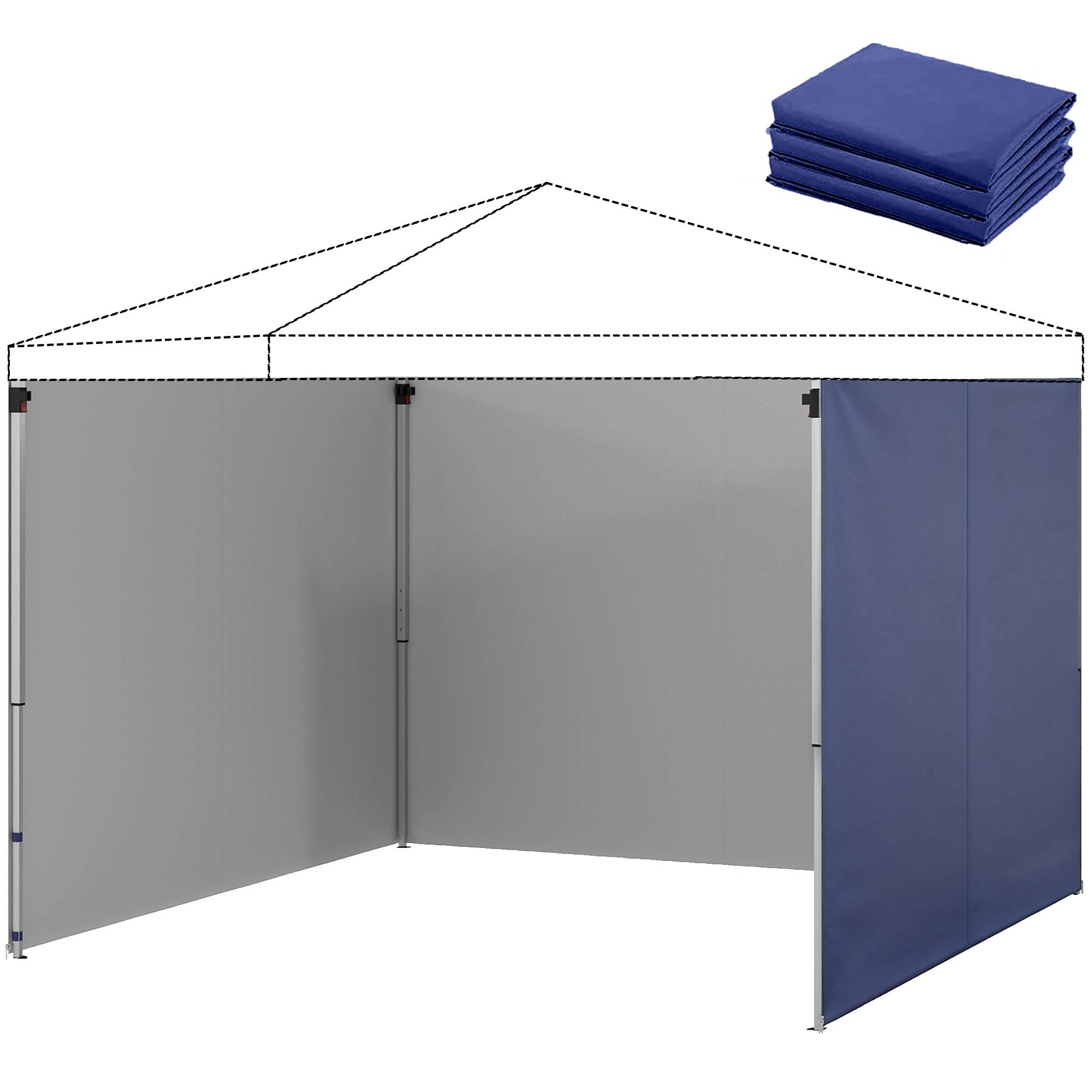 Lot 3 parois fermeture éclair pour pavillon 3x3 m bleu foncé - Image 2