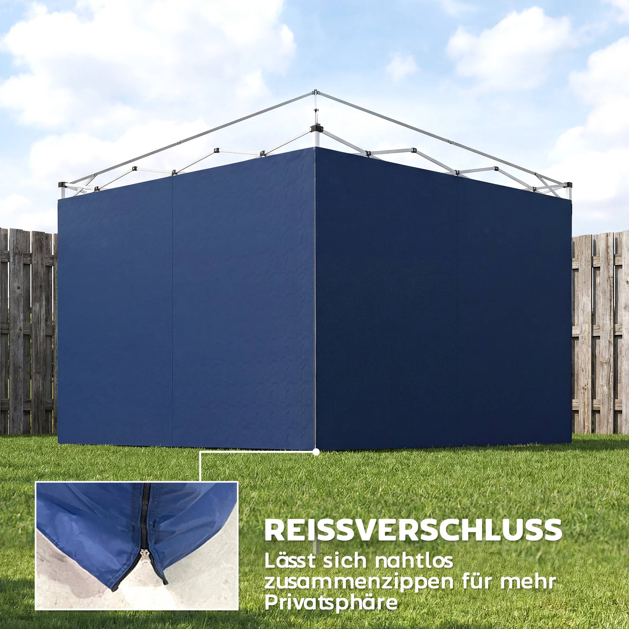Lot 3 parois fermeture éclair pour pavillon 3x3 m bleu foncé - Image 8