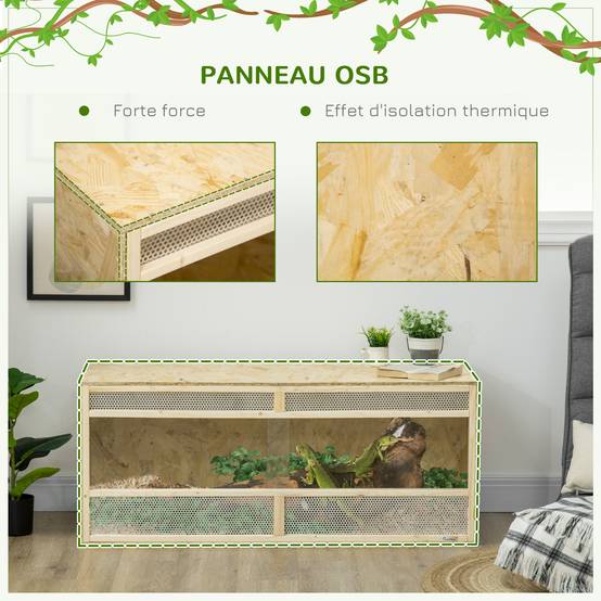 Terrarium bois OSB naturel 120 x 50 x 50 cm - PANGIVO - Image 7
