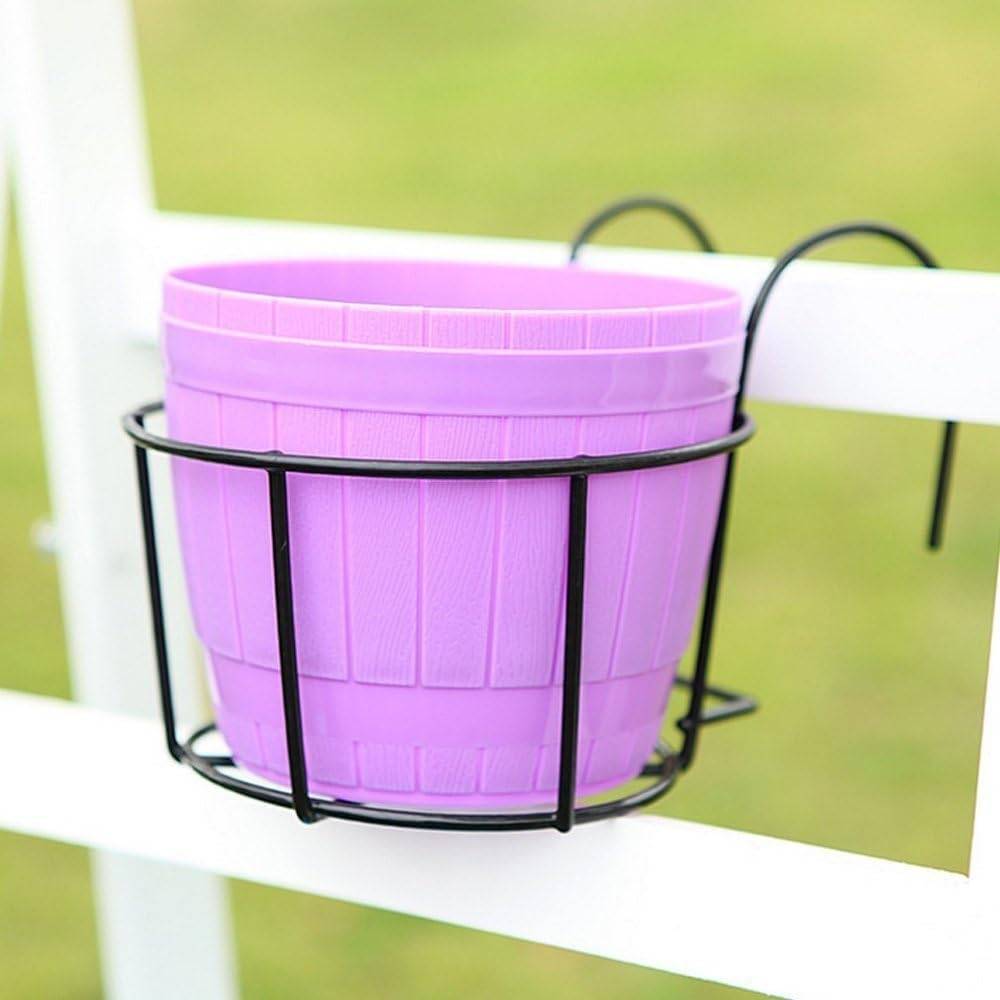 Support suspendu pour pots de fleurs - Métal robuste noir - Diamètre 25 cm - Pour balcons et garde-corps - Living123 - Image 3