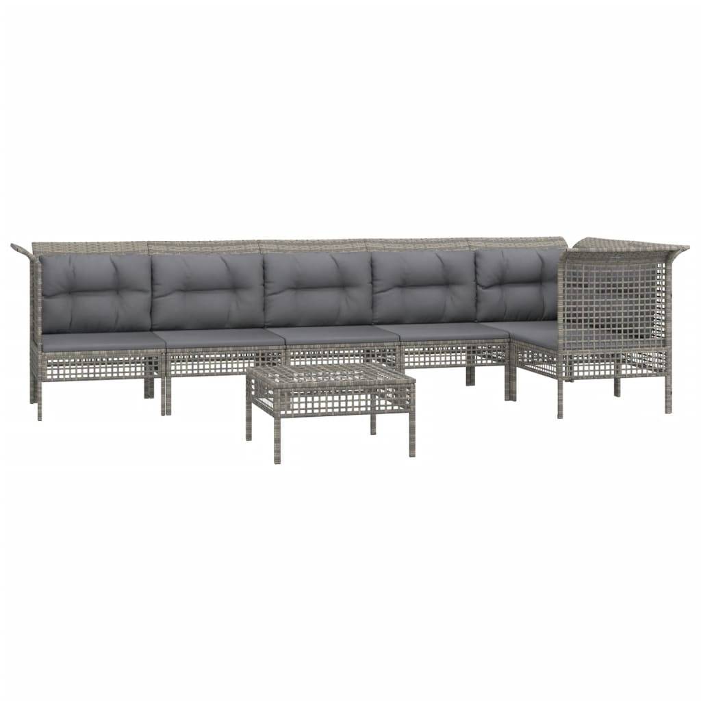 Helloshop26 - Salon de jardin meuble d'extérieur ensemble de mobilier 7 pièces avec coussins gris résine tressée - Image 1