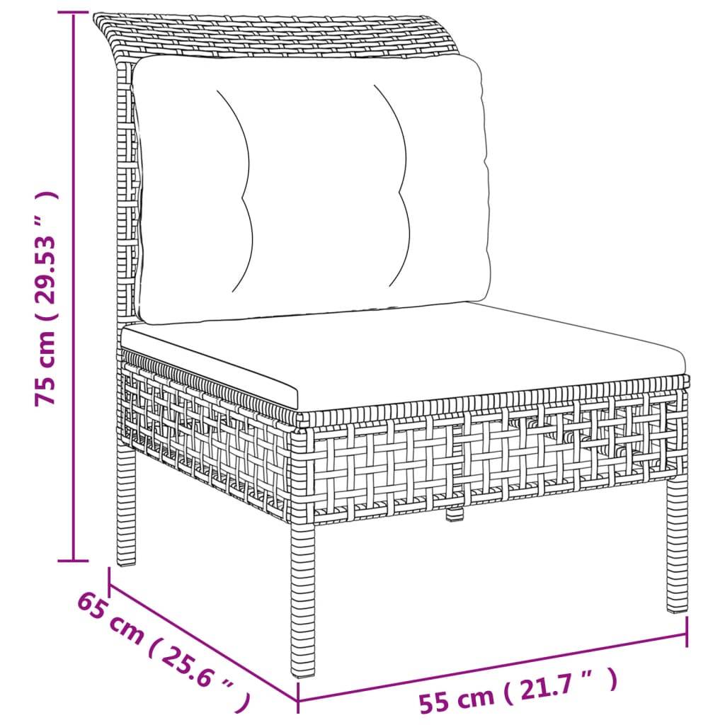 Helloshop26 - Salon de jardin meuble d'extérieur ensemble de mobilier 7 pièces avec coussins gris résine tressée - Image 6