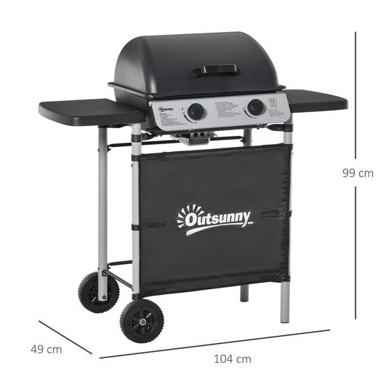 Barbecue à gaz avec couvercle, brûleurs de 5,6 kW, barbecue et roulettes, 104 x 49 x 99 cm - Image 5