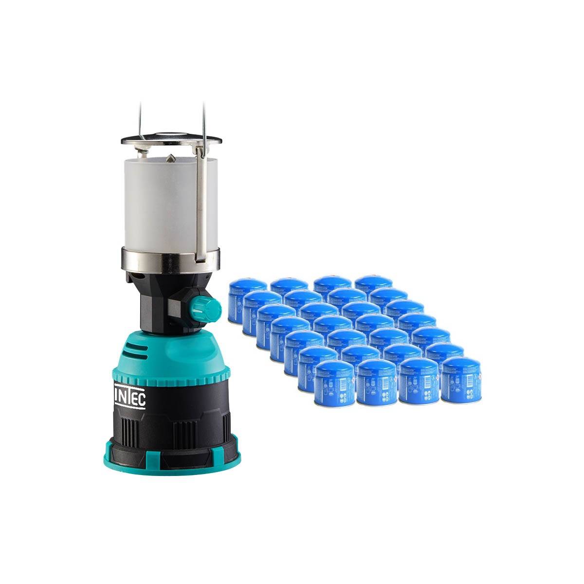 Lampe à gaz 450W Piezo Coque ABS + 28 cartouches de gaz 190gr Butane INTEC - Image 1