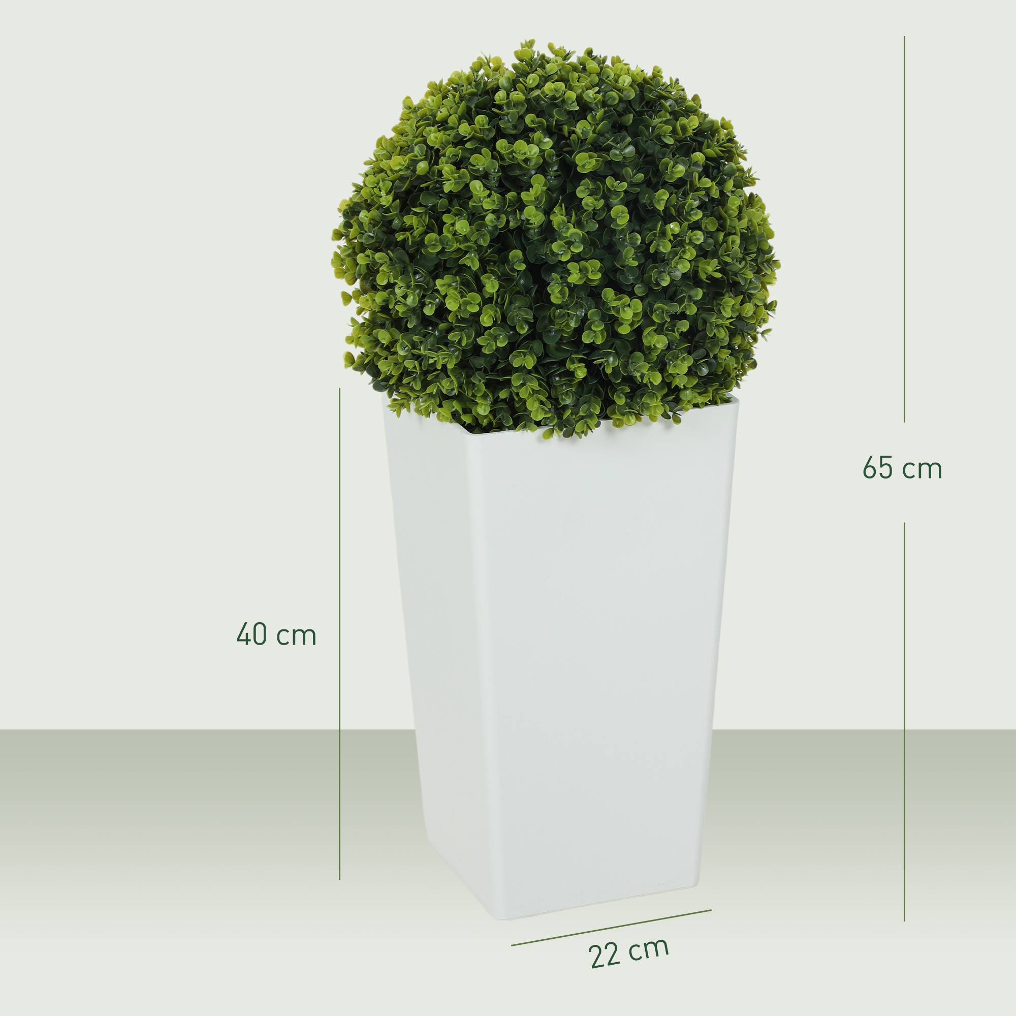 Lot de 2 boules d'eucalyptus artificielles 65 cm, résistantes UV, 330 feuilles en pot, vert - Image 5