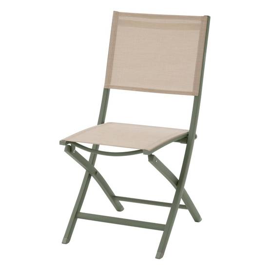 Hesperide - Lot de 4 chaises de jardin pliantes "Essentia" lin & vert laurier aluminium et texaline Hespéride - Image 2