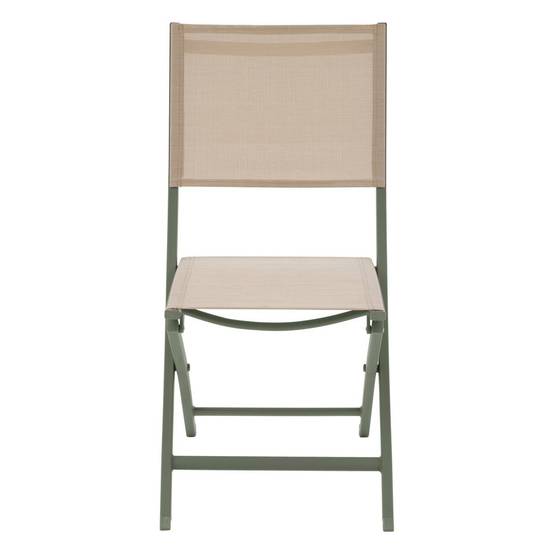 Hesperide - Lot de 4 chaises de jardin pliantes "Essentia" lin & vert laurier aluminium et texaline Hespéride - Image 3