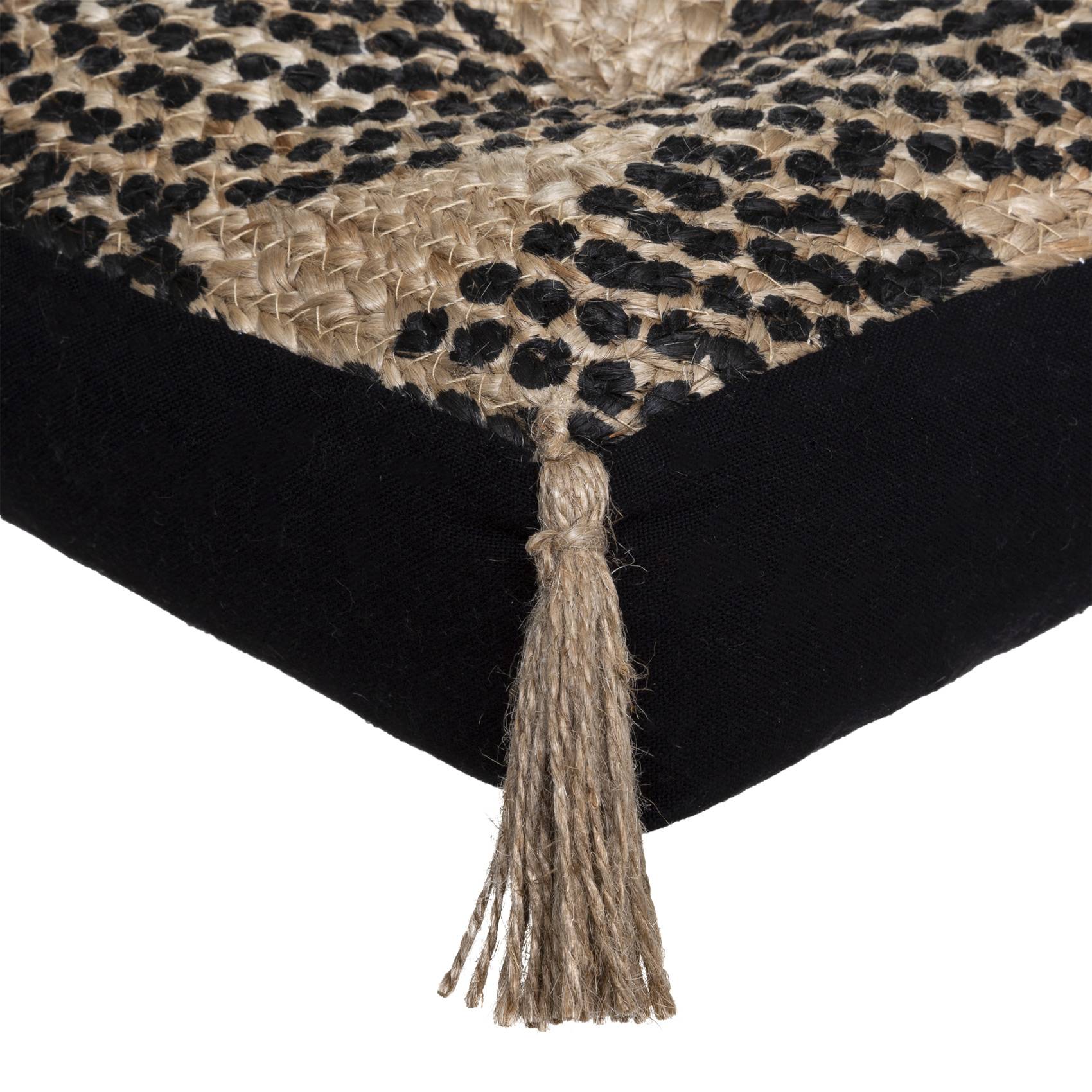 Coussin de Sol Jute "Mandala" 38x38cm Noir - Image 3