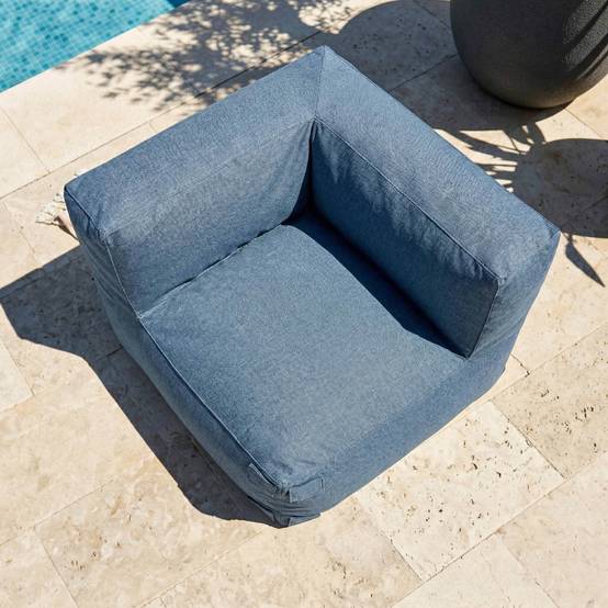 Oviala - Fauteuil d'angle pour canapé modulable bleu pacific Mixi - Oviala - Image 3