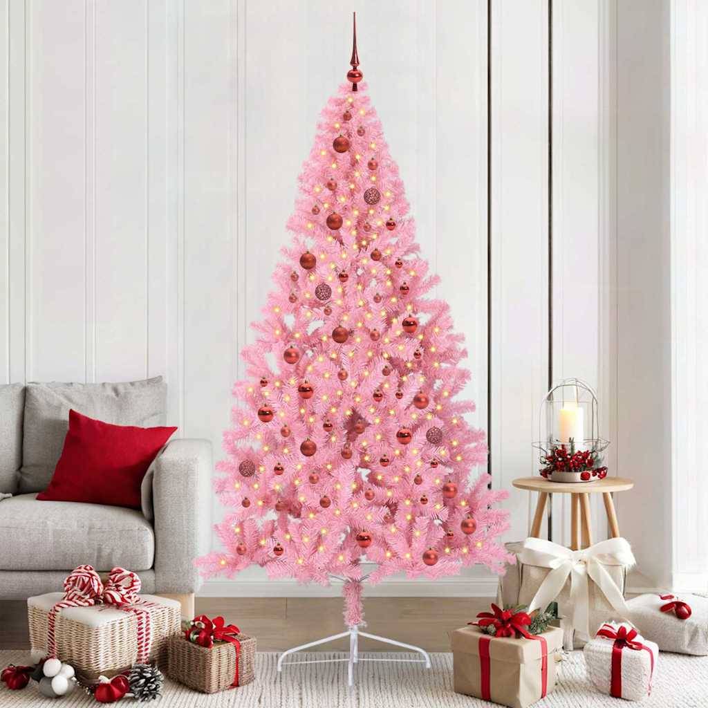 Vidaxl - Sapin de Noël artificiel pré-éclairé Rose 210 cm PVC vidaXL 3397089 - Image 1