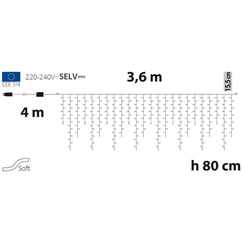 Lotti - Guirlande stalactites chute de neige 3,6m H80cm 288 LED blanc chaud câble blanc Lotti - Image 2