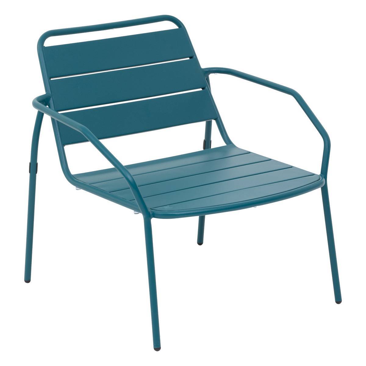 Hesperide - Fauteuil de salon de jardin "Phuket" bleu canard en acier traité en epoxy Hespéride